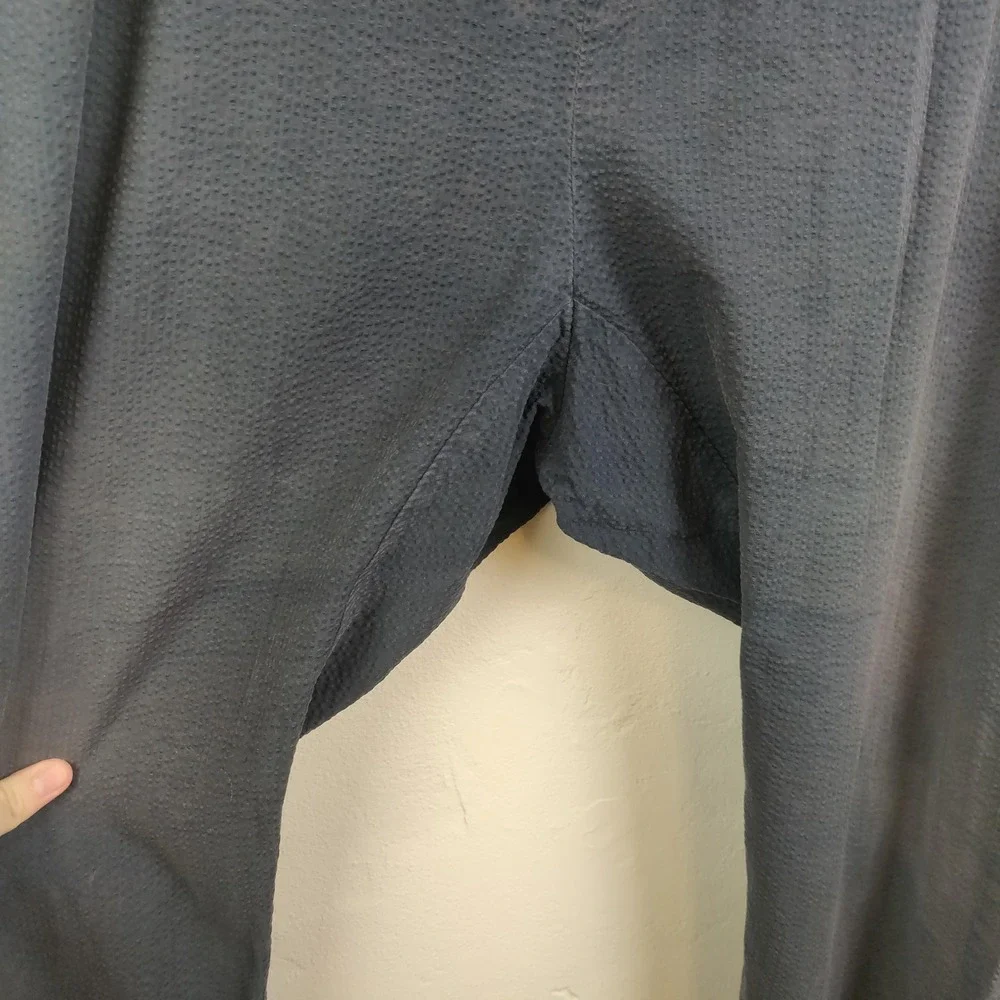 Smock Mens Pants Large Navy Blue Seersucker Elastic Waist Taper Japanese Cotton